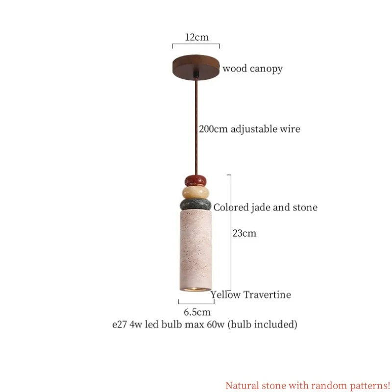 Japanse Moderne LED Hanglamp Travertin Houten Handvat