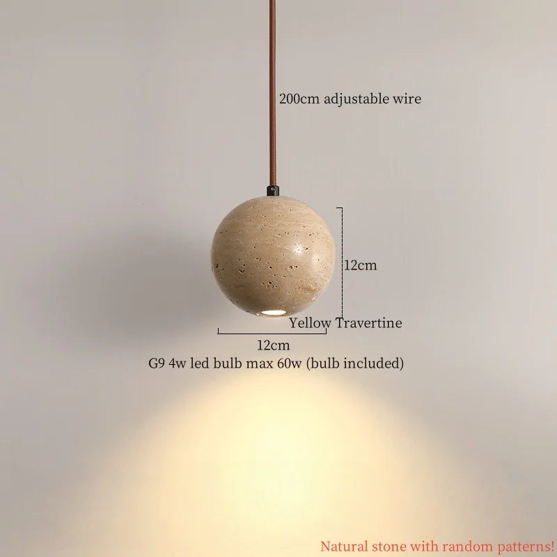 Japanse Moderne LED Hanglamp Travertin Houten Handvat