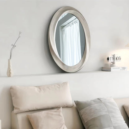 Grote Ovale Wandspiegel Barok Zilver Glas Messing Frame