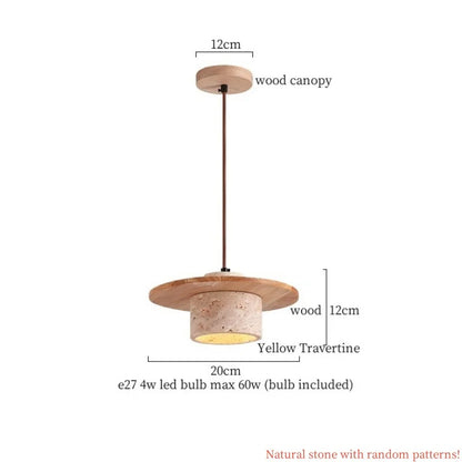 Japanse Moderne LED Hanglamp Travertin Houten Handvat