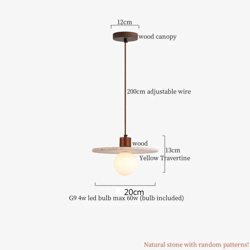 Japanse Moderne LED Hanglamp Travertin Houten Handvat