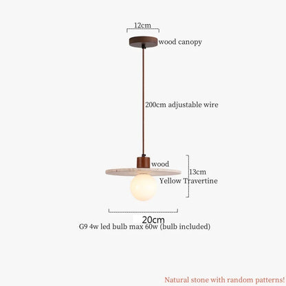 Japanse Moderne LED Hanglamp Travertin Houten Handvat