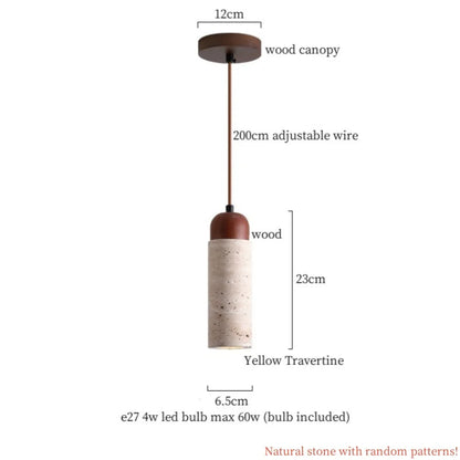 Japanse Moderne LED Hanglamp Travertin Houten Handvat