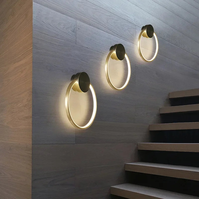 Nordic Minimalistische Koperen Wandlamp Circulair Design