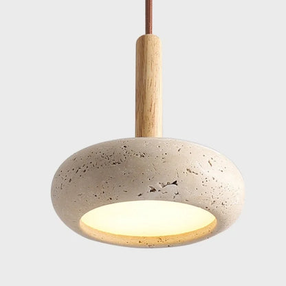 Japanse Moderne LED Hanglamp Travertin Houten Handvat