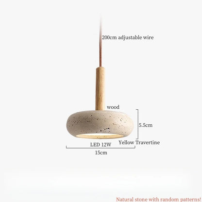 Japanse Moderne LED Hanglamp Travertin Houten Handvat