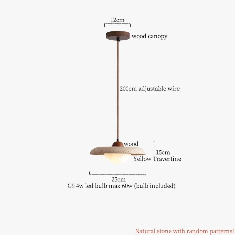 Japanse Moderne LED Hanglamp Travertin Houten Handvat