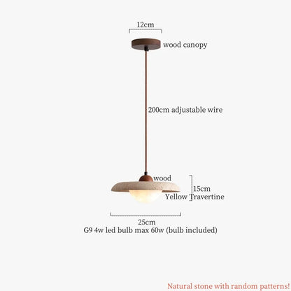 Japanse Moderne LED Hanglamp Travertin Houten Handvat