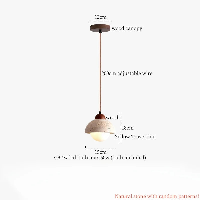 Japanse Moderne LED Hanglamp Travertin Houten Handvat
