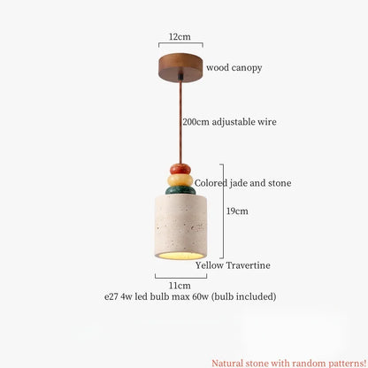 Japanse Moderne LED Hanglamp Travertin Houten Handvat