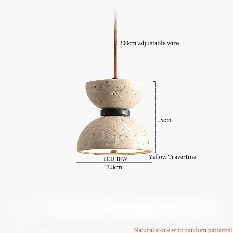 Japanse Moderne LED Hanglamp Travertin Houten Handvat