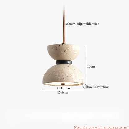 Japanse Moderne LED Hanglamp Travertin Houten Handvat