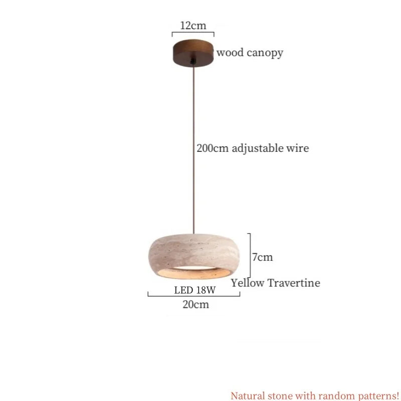 Japanse Moderne LED Hanglamp Travertin Houten Handvat