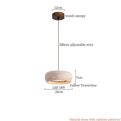 Japanse Moderne LED Hanglamp Travertin Houten Handvat