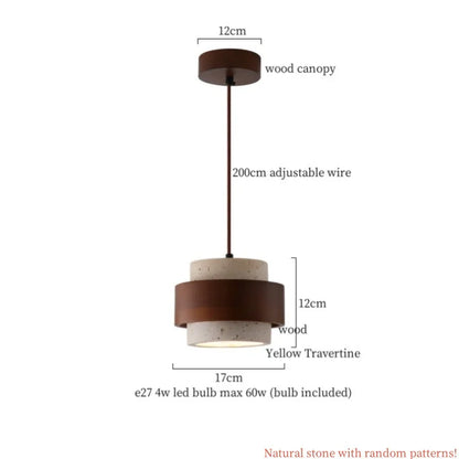 Japanse Moderne LED Hanglamp Travertin Houten Handvat
