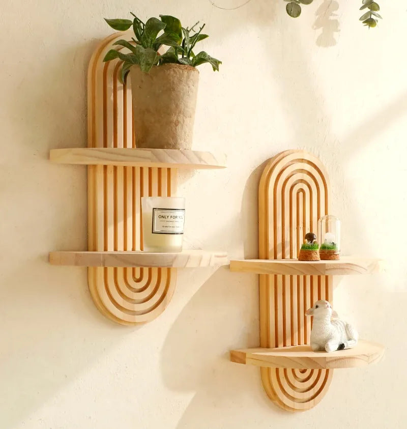 Houten Wandrek Boho Stijl Display Planken Opbergen
